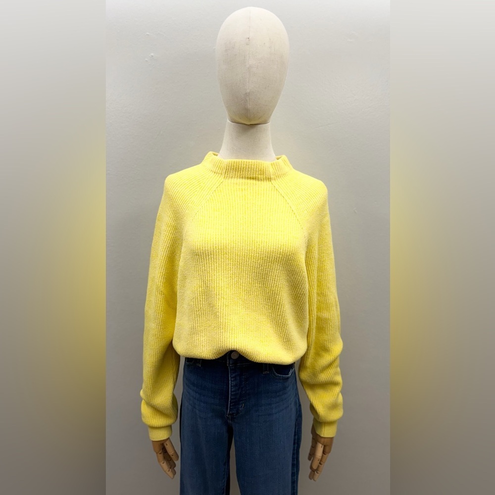 Free People Yellow Ribbed Knit Sweater Mock Neck Size S